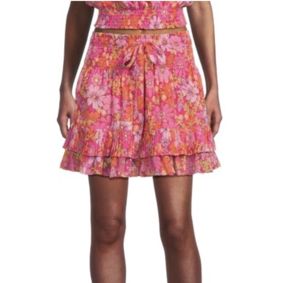 NWT Ramy Brook Blaire Floral Tiered Miniskirt - size L - Picture 1 of 6